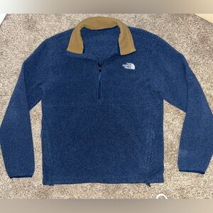 The North Face Men's Blue and Tan Zip-Up Sweater